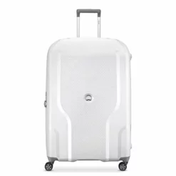 DELSEY Paris Clavel Hardside Expandable Luggage With Spinner Wheels, White, Checked-Medium 25 Inch