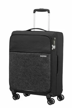 American Tourister Unisex Adults Front Pocket In Felt, Black (Jet Black), Spinner S Mit Vordertasche Aus Filz (55 Cm-42 L)