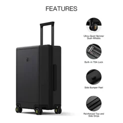 LEVEL8 Luminous Textured Medium Checked Luggage, 24” Hardshell Suitcase, Lightweight PC Textured Hardside Spinner Trolley For Luggage, TSA Approved Checked Luggage With 8 Spinner Wheels, Black, 24-Inch Checked-In -TRAVELPRO Sales 318xW6NFBAL