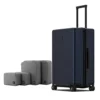 LEVEL8 Elegance Checked Luggage, 24 Inch Hardside Suitcase, Lightweight PC Matte Hardshell With TSA Lock, Spinner Wheels - Navy Blue