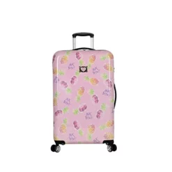 Betsey Johnson 26 Inch Checked Luggage Collection - Expandable Scratch Resistant (ABS + PC) Hardside Suitcase - Designer Lightweight Bag With 8-Rolling Spinner Wheels (26IN, Colada)