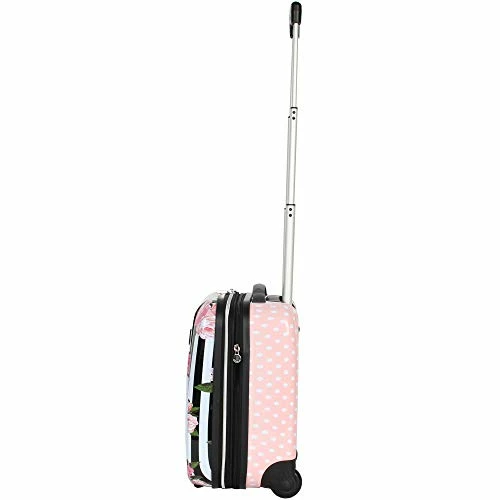 Betsey Johnson 4 Piece Designer Luggage - Expandable (ABS+PC) Hardside Lightweight Spinner Suitcases - Set Includes 15 Inch Underseat Bag, 20 Inch Carry On, 26 & 30 Inch Checked Bags (Stripe Roses) 4 Betsey Johnson 4 Piece Designer Luggage - Expandable (ABS+PC) Hardside Lightweight Spinner Suitcases - Set Includes 15 Inch Underseat Bag, 20 Inch Carry On, 26 & 30 Inch Checked Bags (Stripe Roses) - Image 4