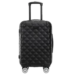 Kenneth Cole Reaction Diamond Tower Luggage Collection Lightweight Hardside Expandable 8-Wheel Spinner Travel Suitcase, Black, 20-Inch Carry On
