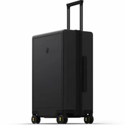 LEVEL8 Luminous Textured Medium Checked Luggage, 24” Hardshell Suitcase, Lightweight PC Textured Hardside Spinner Trolley For Luggage, TSA Approved Checked Luggage With 8 Spinner Wheels, Black, 24-Inch Checked-In