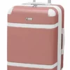 LONDON FOG Vintage Hardside Expandable Spinner Luggage, Rose Gold, Checked-Medium 24-Inch