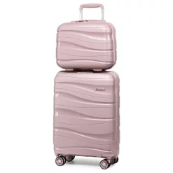 Melalenia Luggage Carry On Suitcase, PP Material Suitcase With Spinner Wheels,TSA Luggage Locks 22x14x9 Airline Approved (Nude Pink)