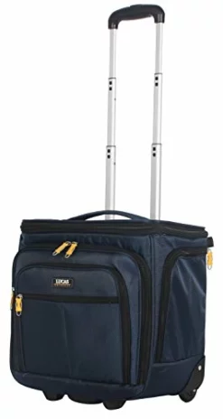 Lucas Convertible Under Seat Carry On Luggage - Expandable 15 Inch Weekender Overnight Business Travel Suitcase - Lightweight 2- Rolling Wheels Bag (Blue)