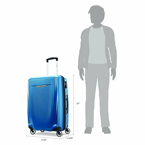 Samsonite Winfield 3 DLX Hardside Expandable Luggage With Spinners, Blue/Navy, Checked-Medium 25-Inch 4 Samsonite Winfield 3 DLX Hardside Expandable Luggage With Spinners, Blue/Navy, Checked-Medium 25-Inch - Image 4