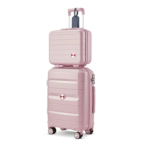 Somago 20IN Carry On Luggage And 14IN Mini Cosmetic Cases Travel Set Hardside Luggage With Spinner Wheels Lightweight Polypropylene Suitcase With TSA Lock (2-Piece Set (14/20), Nude Pink) 1 Somago 20IN Carry On Luggage And 14IN Mini Cosmetic Cases Travel Set Hardside Luggage With Spinner Wheels Lightweight Polypropylene Suitcase With TSA Lock (2-Piece Set (14/20), Nude Pink)