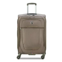 DELSEY Paris Helium DLX Softside Expandable Luggage With Spinner Wheels, Mocha, Checked-Medium 25 Inch