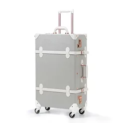 Unitravel Retro Luggage 26 Inch Lightweight Women Cute Suitcase With Spinner Wheels (Light Gray)