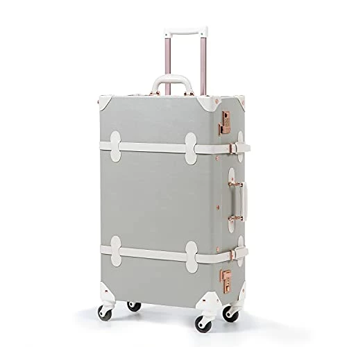Unitravel Retro Luggage 26 Inch Lightweight Women Cute Suitcase With Spinner Wheels (Light Gray) 1 Unitravel Retro Luggage 26 Inch Lightweight Women Cute Suitcase With Spinner Wheels (Light Gray)