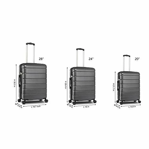 SSLine 3 Piece ABS Luggage Sets With Spinner Wheels,Expandable Suitcase Luggage Lightweight With TSA Lock,Hard Shell Spinner Carry On Suitcase (20 24 28 Inch) (Type-3, Gray) 3 SSLine 3 Piece ABS Luggage Sets With Spinner Wheels,Expandable Suitcase Luggage Lightweight With TSA Lock,Hard Shell Spinner Carry On Suitcase (20 24 28 Inch) (Type-3, Gray) - Image 3