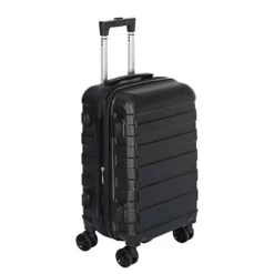 SUPER DEAL Hardside Expandable Spinner Luggage 21 Inch Carry On Luggage Lightweight Travel Suitcase With 360°Swivel Wheels And Height Adjustable Handle, Black