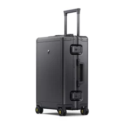 LEVEL8 Gibraltar Carry On Luggage, 20" Aluminum Frame Hardside Suitcase Zipperless Luggage With TSA Lock, 8 Spinner Wheels - Dark Grey