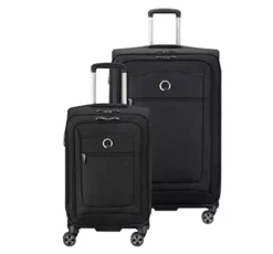 DELSEY Paris Softside Expandable Luggage With Spinner Wheels, Black. Large And Carry-On.