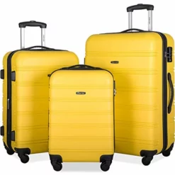 Merax Expandable Luggage Sets With TSA Locks, 3 Piece Lightweight Spinner Suitcase Set (Yellow)