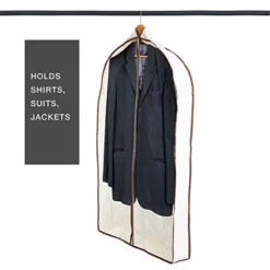 Smart Design Canvas Gusseted Suit Garment Bag W/ Cedar & Zipper - VentilAir Mesh Material - For Suits, Coats, Shirts, & Pants Storage Organization - (42 X 24 Inch) [Clear] -TRAVELPRO Sales 410WoByiYnL