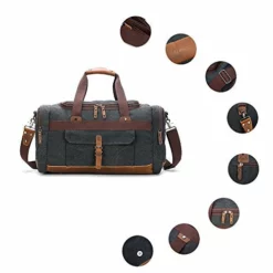 BLUBOON Travel Duffel Bag Canvas Weekender Overnight Carry-on Luggage With Genuine Leather Trim For -TRAVELPRO Sales 411 2BaYsbKL