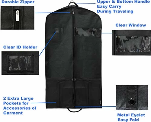 Simple Houseware 43-Inch Heavy Duty Garment Bag W/Pocket For Dresses, Coats 5 Simple Houseware 43-Inch Heavy Duty Garment Bag W/Pocket For Dresses, Coats - Image 5