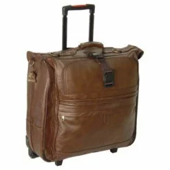 AmeriLeather Leather Rolling Garment Bag (Chestnut Brown)