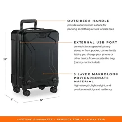 Briggs & Riley Torq Hardside Carry On Luggage With Spinner Wheels 22 Inch. USB Charging Port, TSA-Friendly Locks, Easy Access Hinged Front Pocket, Black -TRAVELPRO Sales 413lLDi2TWL