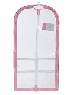 Clear Plastic Garment Bag With Pockets For Dance Competitions Danshuz - Pink