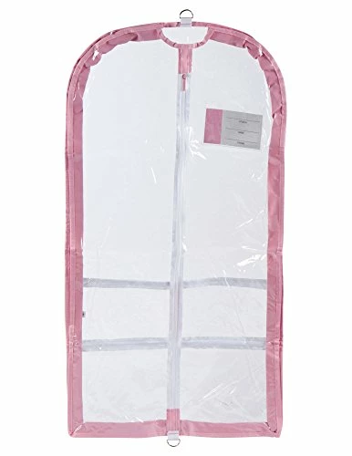 Clear Plastic Garment Bag With Pockets For Dance Competitions Danshuz - Pink 1 Clear Plastic Garment Bag With Pockets For Dance Competitions Danshuz - Pink