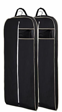 MISSLO Breathable 54" Suit Dress Black Garment Bag Gusseted, 2 Pack