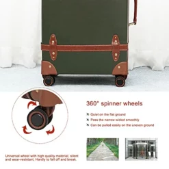 NZBZ Vintage Luggage Sets With Spinner Wheels Cute Carry On Suitcase Tsa Lock Luggage 3 Pieces (Green, 14inch & 20inch & 28inch) -TRAVELPRO Sales 414Sb 5NpS