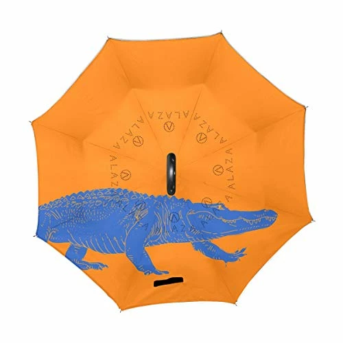 Inverted Travel Umbrella Orange Gator Reverse Windproof UV Protection Umbrellas With C Shaped Handle For Car Golf Outdoor 7 Inverted Travel Umbrella Orange Gator Reverse Windproof UV Protection Umbrellas With C Shaped Handle For Car Golf Outdoor - Image 7