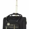 Steve Madden Designer 15 Inch Carry On Suitcase- Small Weekender Overnight Business Travel Luggage- Lightweight 2- Rolling Spinner Wheels Under Seat Bag For Women (Peek-A-Boo Black)