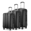 JOYWAY Luggage 3 Piece Set Suitcase Lightweight Hardshell TSA Lock Spinner (black)