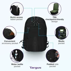 Targus Travel Laptop Backpack For 15.6 Inch Laptops, TSA Checkpoint-Friendly Carry On Travel Backpack For Women Men Business/College Laptop Bag For Work School Travel, Black (TBB013US) -TRAVELPRO Sales 416cO3WQBiL