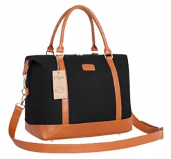 Ulgoo Travel Tote Bag Carry On Shoulder Bag Overnight Duffel In Trolley Handle (Black)