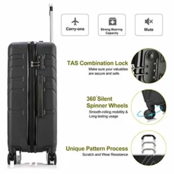 4PC Luggage Sets, ABS Hardshell Luggage Set Lightweight Hard Shell Travel Suitcases W/Spinner Wheels Free Suitcase Cover(18 20 24 28Inch) (Black) -TRAVELPRO Sales 418PWC MzEL