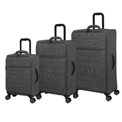 It Luggage Citywide 3 Piece Softside 8 Wheel Spinner Set, Charcoal, 3 Pc