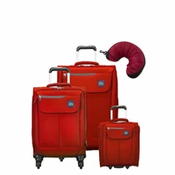Skyway Mirage 2.0 | 4-Piece Set | 16" Underseater, 20" And 24" Expandable Spinners, Travel Pillow (True Red)