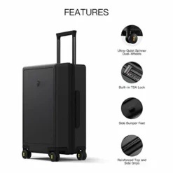 LEVEL8 Carry-On Luggage, 20” Hardshell Suitcase, Lightweight PC Textured Hardside Spinner Trolley For Luggage, TSA Approved Cabin Luggage With 8 Spinner Wheels, Black, 20-Inch Carry-On -TRAVELPRO Sales 419txYYVpHL