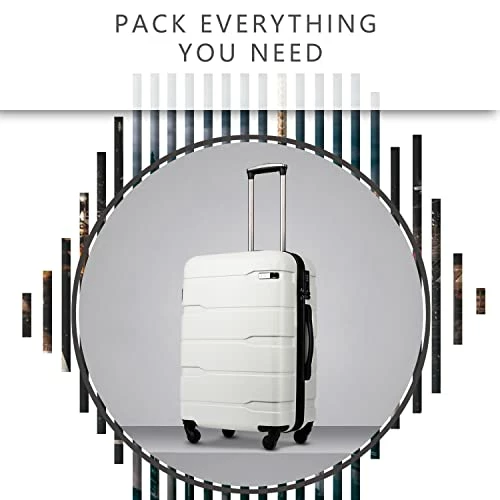 Coolife Luggage Expandable(only 28") Suitcase PC+ABS Spinner Built-In TSA Lock 20in 24in 28in Carry On (white, S(20in_carry On)) 7 Coolife Luggage Expandable(only 28") Suitcase PC+ABS Spinner Built-In TSA Lock 20in 24in 28in Carry On (white, S(20in_carry On)) - Image 7