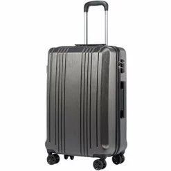 Coolife Luggage Suitcase PC+ABS With TSA Lock Spinner Carry On Hardshell Lightweight 20in 24in 28in (grey, M(24IN))