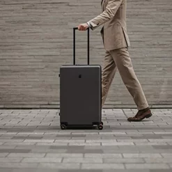 LEVEL8 Luminous Textured Medium Checked Luggage, 24” Hardshell Suitcase, Lightweight PC Textured Hardside Spinner Trolley For Luggage, TSA Approved Checked Luggage With 8 Spinner Wheels, Dark Grey, 24-Inch Checked-In -TRAVELPRO Sales 41Aic AwrML