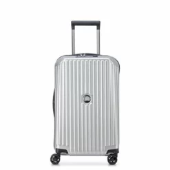 DELSEY Paris Securitime Expandable Luggage With Spinner Wheels, Silver, Carry-On 19 Inch