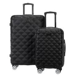 Kenneth Cole Reaction Diamond Tower Luggage Collection Lightweight Hardside Expandable 8-Wheel Spinner Travel Suitcase, Black, 2-Piece Set (20" & 28")