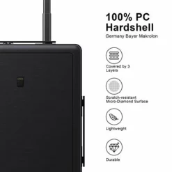 LEVEL8 Carry-On Luggage, 20” Hardshell Suitcase, Lightweight PC Textured Hardside Spinner Trolley For Luggage, TSA Approved Cabin Luggage With 8 Spinner Wheels, Black, 20-Inch Carry-On -TRAVELPRO Sales 41BEbt7kS5L