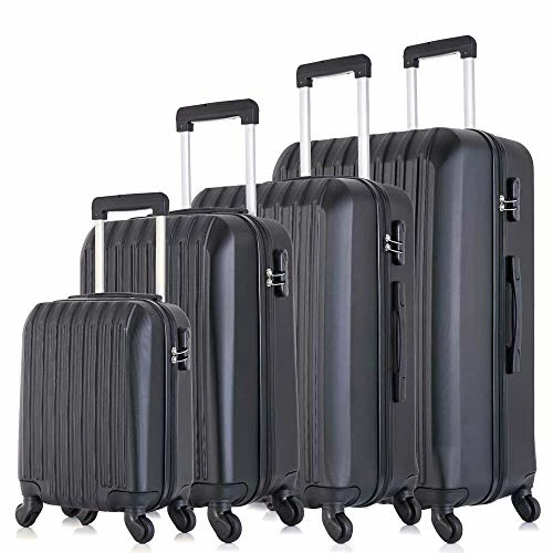 4 Piece Luggage Sets With Spinner Wheels Travel Suitcase Hard-shell Lightweight 16" 20" 24" 28" (4 PCS LM Black) 9 4 Piece Luggage Sets With Spinner Wheels Travel Suitcase Hard-shell Lightweight 16" 20" 24" 28" (4 PCS LM Black) - Image 9