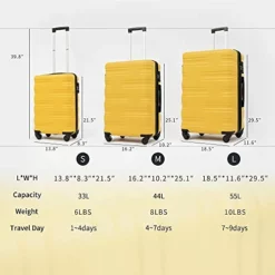 Flieks Luggage Sets TSSA 3 Piece Spinner Suitcase Lightweight 20 24 28 Inch (Yellow) -TRAVELPRO Sales 41DrBlH04KL