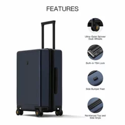 LEVEL8 Elegance Matte Carry-On Luggage, 20” Hardside Suitcase, Lightweight PC Matte Hardshell Spinner Trolley For Luggage, TSA Approved Cabin Luggage With 8 Spinner Wheels-Navy Blue, 20-Inch Carry-On -TRAVELPRO Sales 41DtNQu kLL