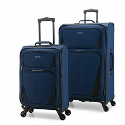 U.S. Traveler Aviron Bay Expandable Softside Luggage With Spinner Wheels, Navy, 2-Piece Set