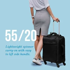 Lipault - Original Plume Spinner 55/20 Luggage - Carry-On Rolling Bag For Women - Black -TRAVELPRO Sales 41Fj58EjktL